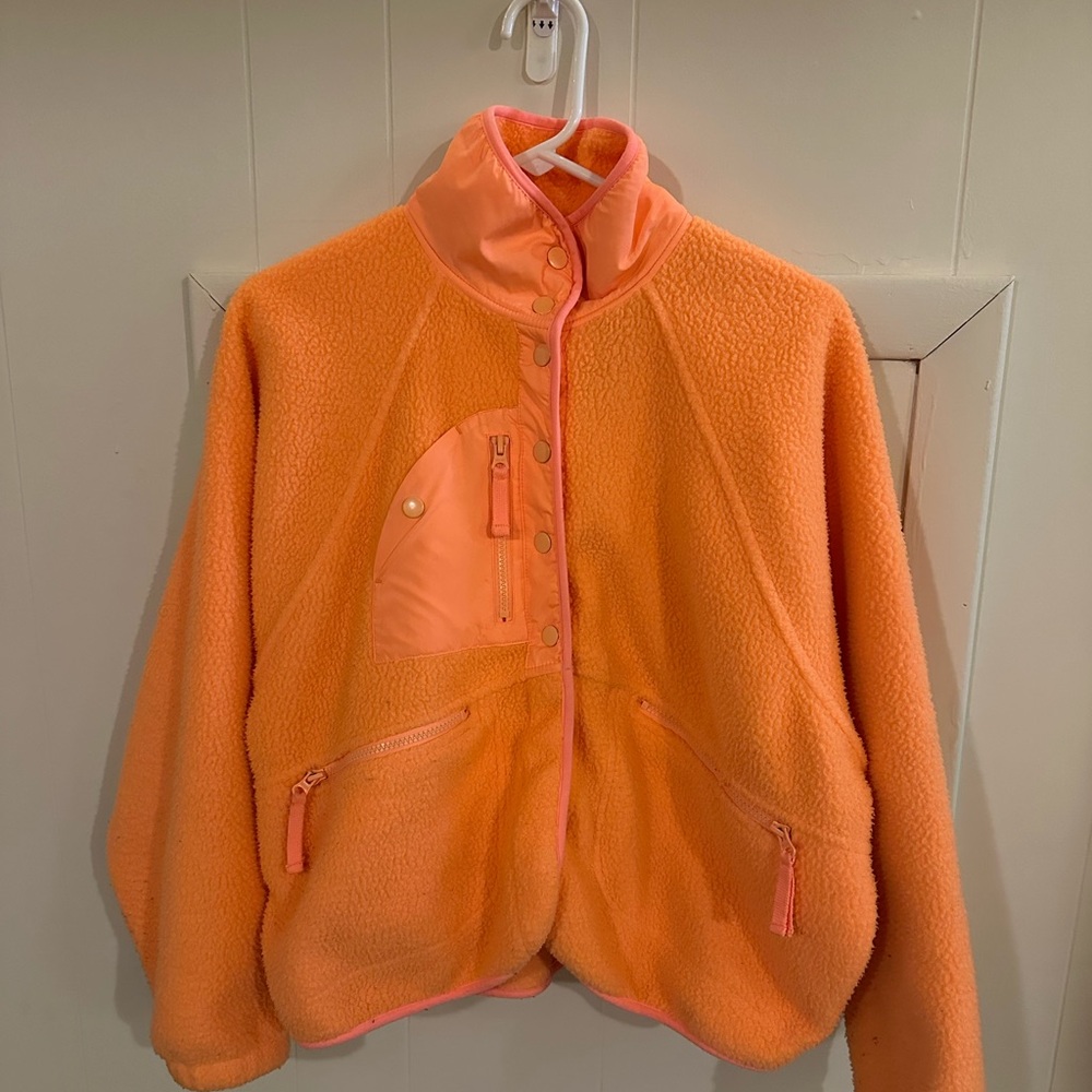 Orange Fleece Jacket- hit the slopes